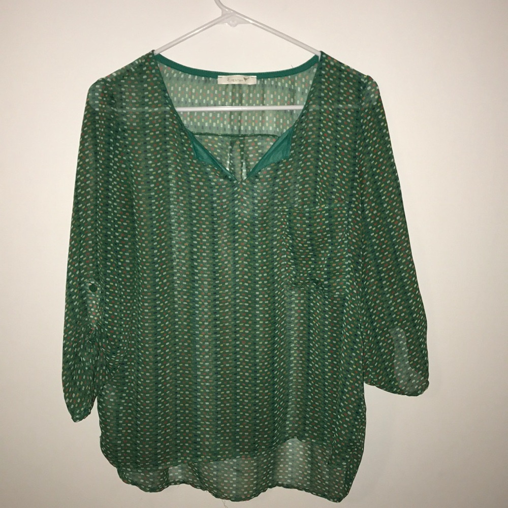 Ezra Green Confetti Blouse